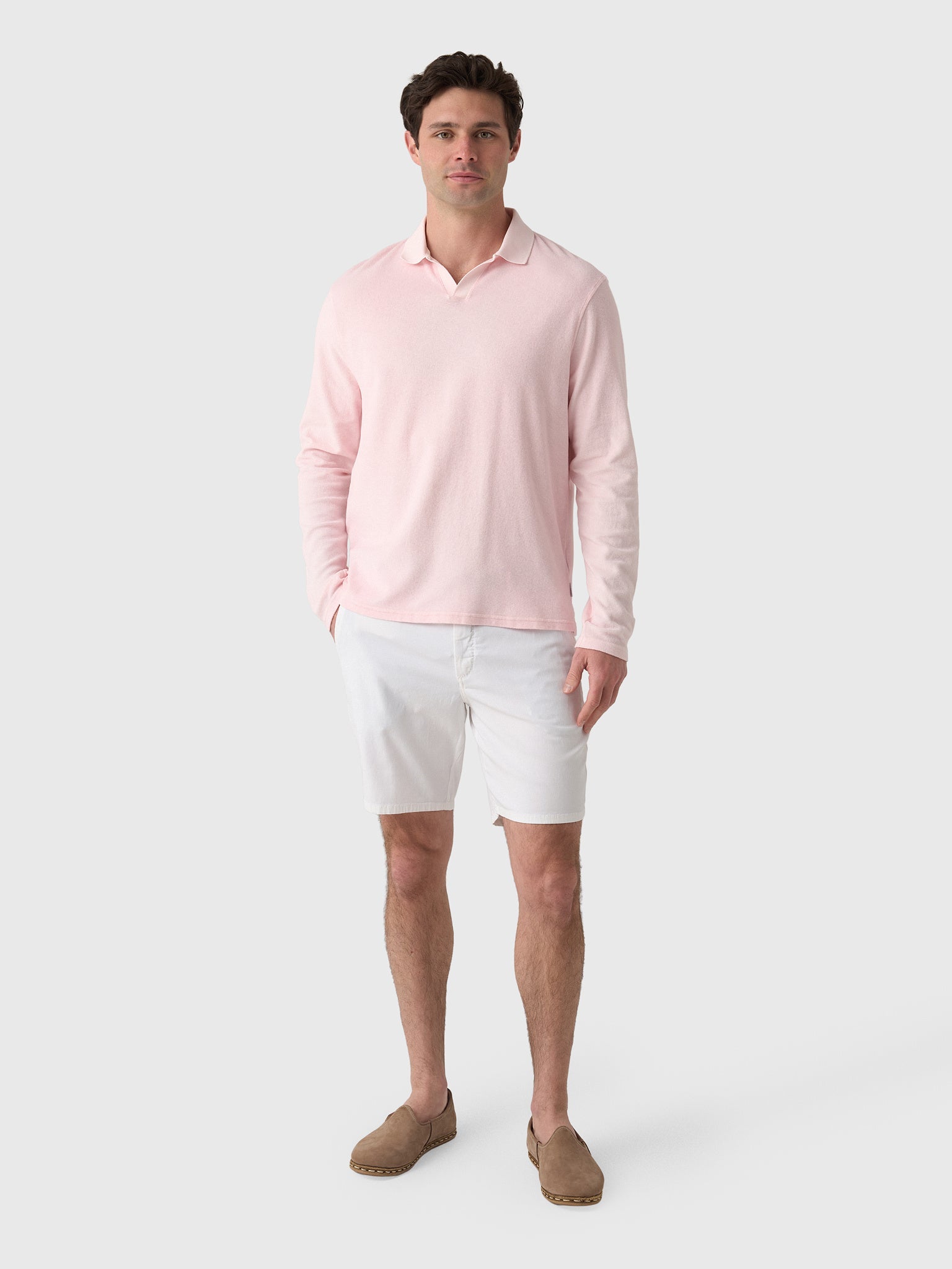 04651 / A Trip In A Bag Men's Terry Johnny Long Sleeve Polo