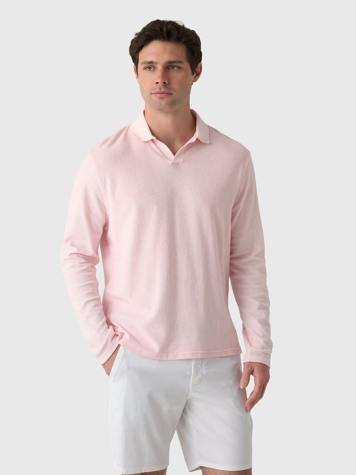 04651 / A Trip In A Bag Men's Terry Johnny Long Sleeve Polo