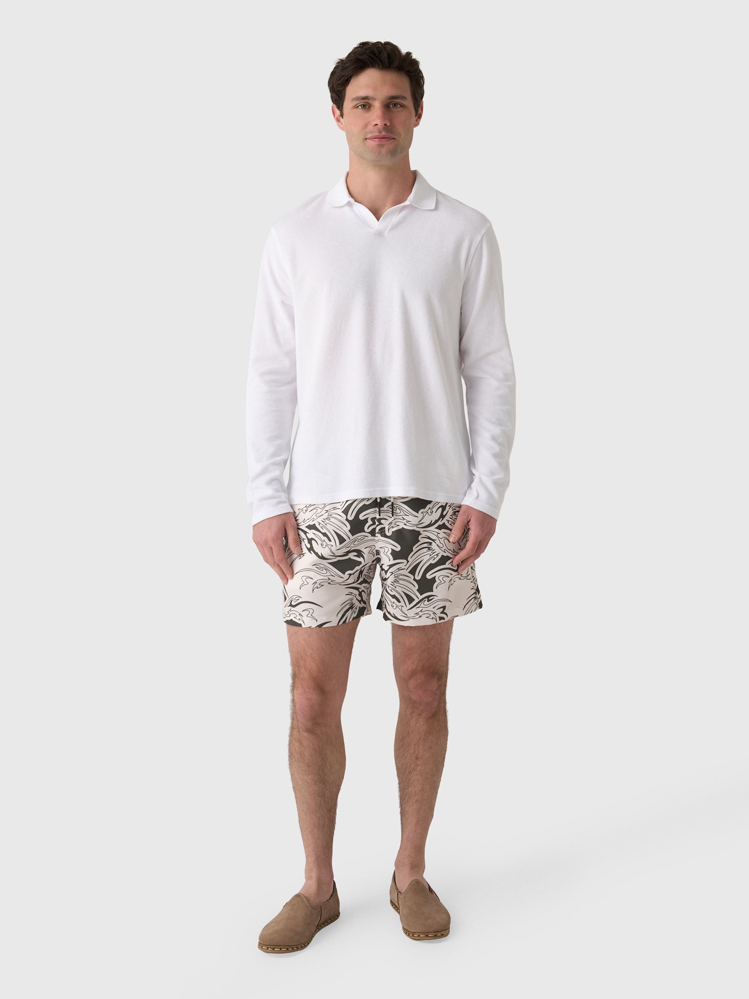 04651 / A Trip In A Bag Men's Terry Johnny Long Sleeve Polo