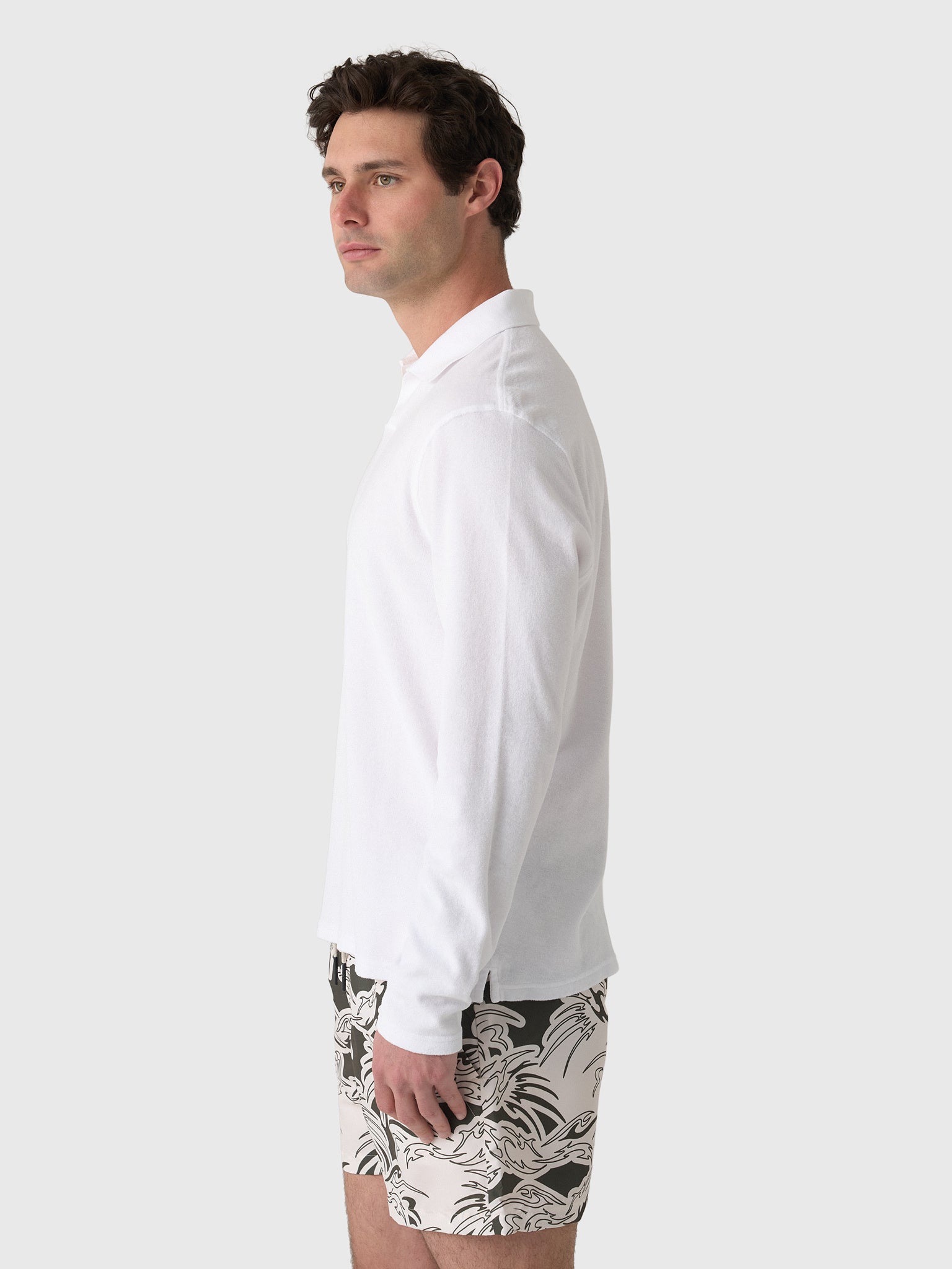 04651 / A Trip In A Bag Men's Terry Johnny Long Sleeve Polo