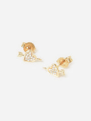 Adina Reyter Pavé Heart Arrow Earrings