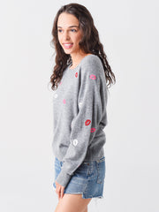 27 Miles Women's Giullia Embroidered Lips Sweater