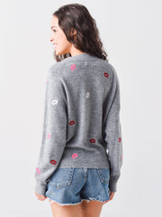27 Miles Women's Giullia Embroidered Lips Sweater