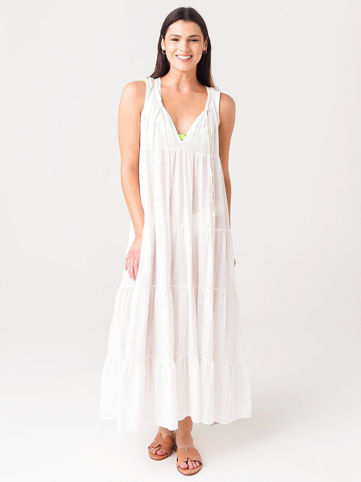 9 Seed Women's Core Cotton Sleeveless Tier Maxi Dress