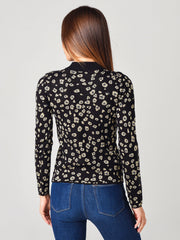 525 Women's Jacquard Cutout Mockneck Top