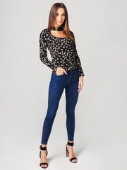 525 Women's Jacquard Cutout Mockneck Top