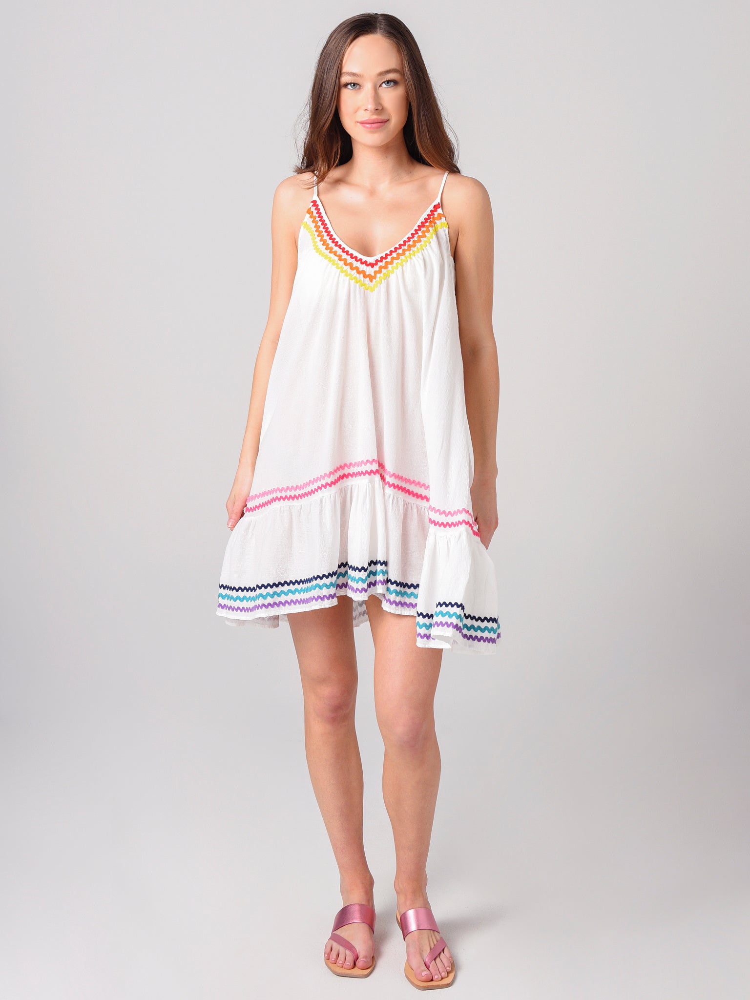 9 Seed Women's St. Tropez With Rainbow Ric-Rac Dress