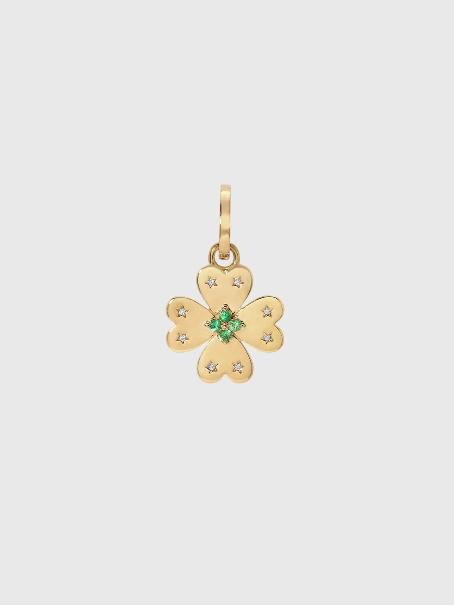 Adina Reyter Emerald & Diamond Clover Hinged Charm
